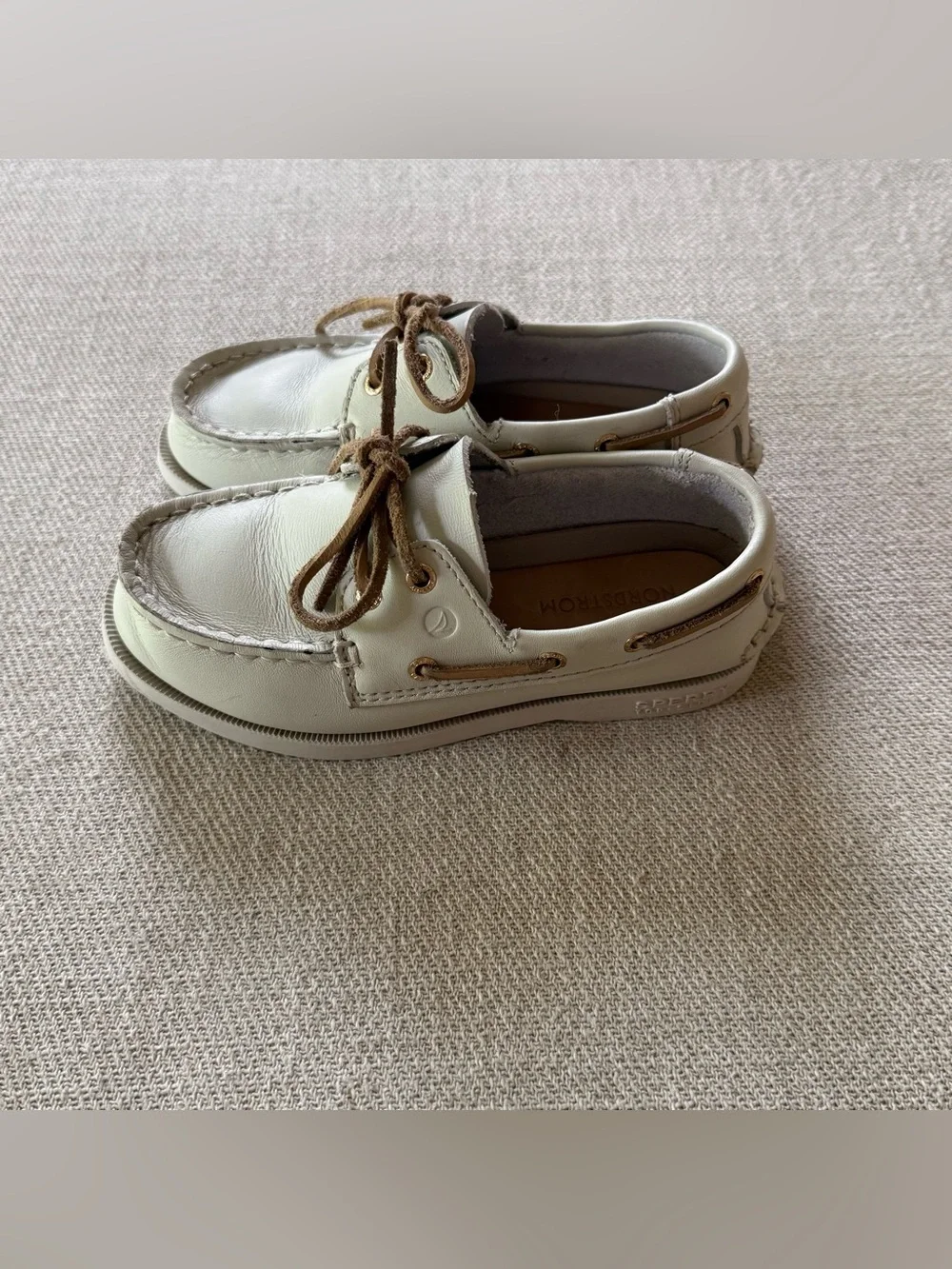 Sperry x Nordstrom Collection Boys Classic Boat Shoes Stone Leather Size 12